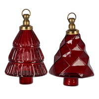 Red Glass Tree Shaped Ornament, 2 Asst, 4