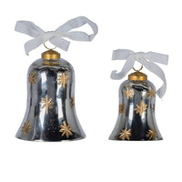 Mercury Silver Glass Bells, Set of 2