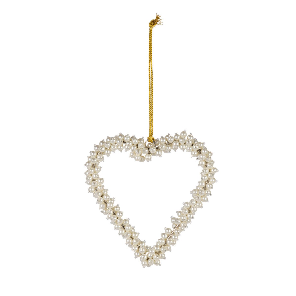 4.5"L Pearl Beaded Heart Ornament