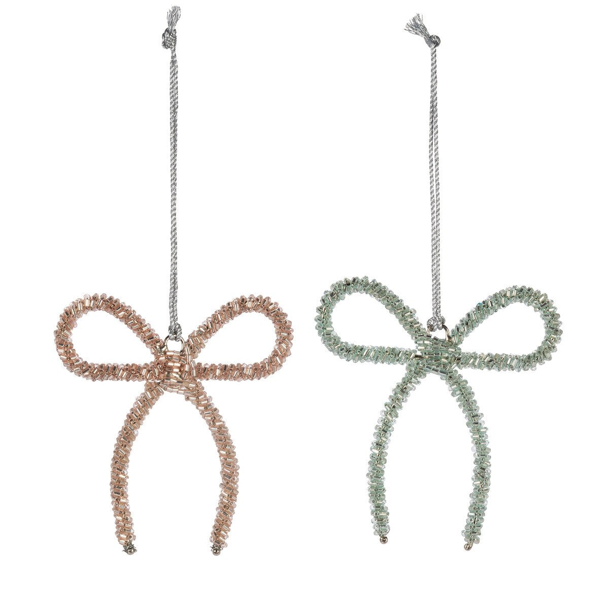 3.75"H Beaded Bow Ornament, 2 Asst
