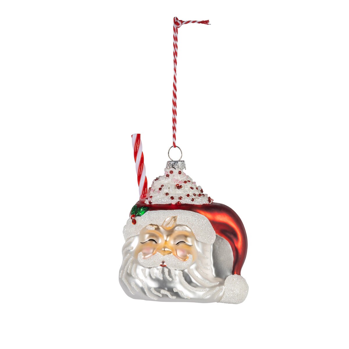 4.5"H Glass Santa Smoothie Ornament