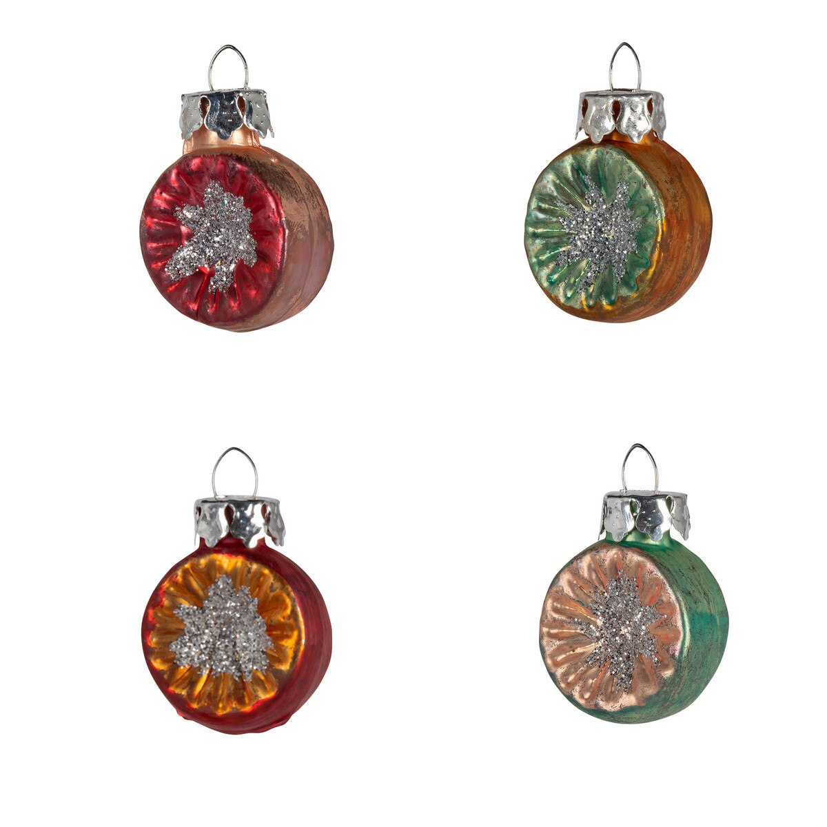 Mini Glass Reflector Ornaments, Boxed Set of 8, 1"H