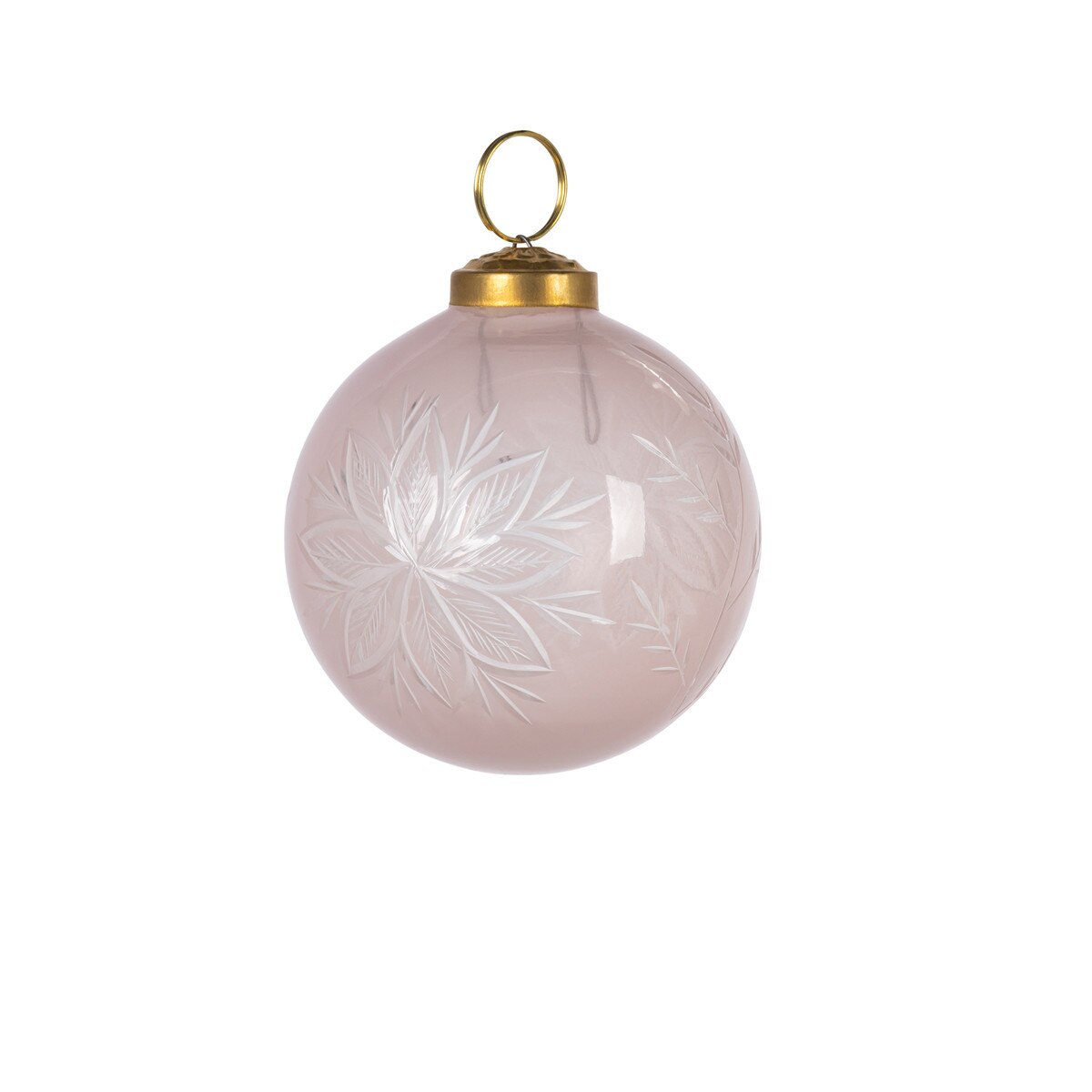 3" Translucent Pink Etched Glass Ornament