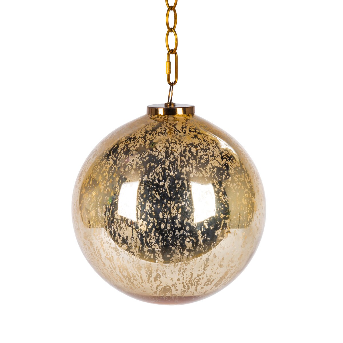 10" Mercury Gold Glass Ornament, w/ 24" Chain
