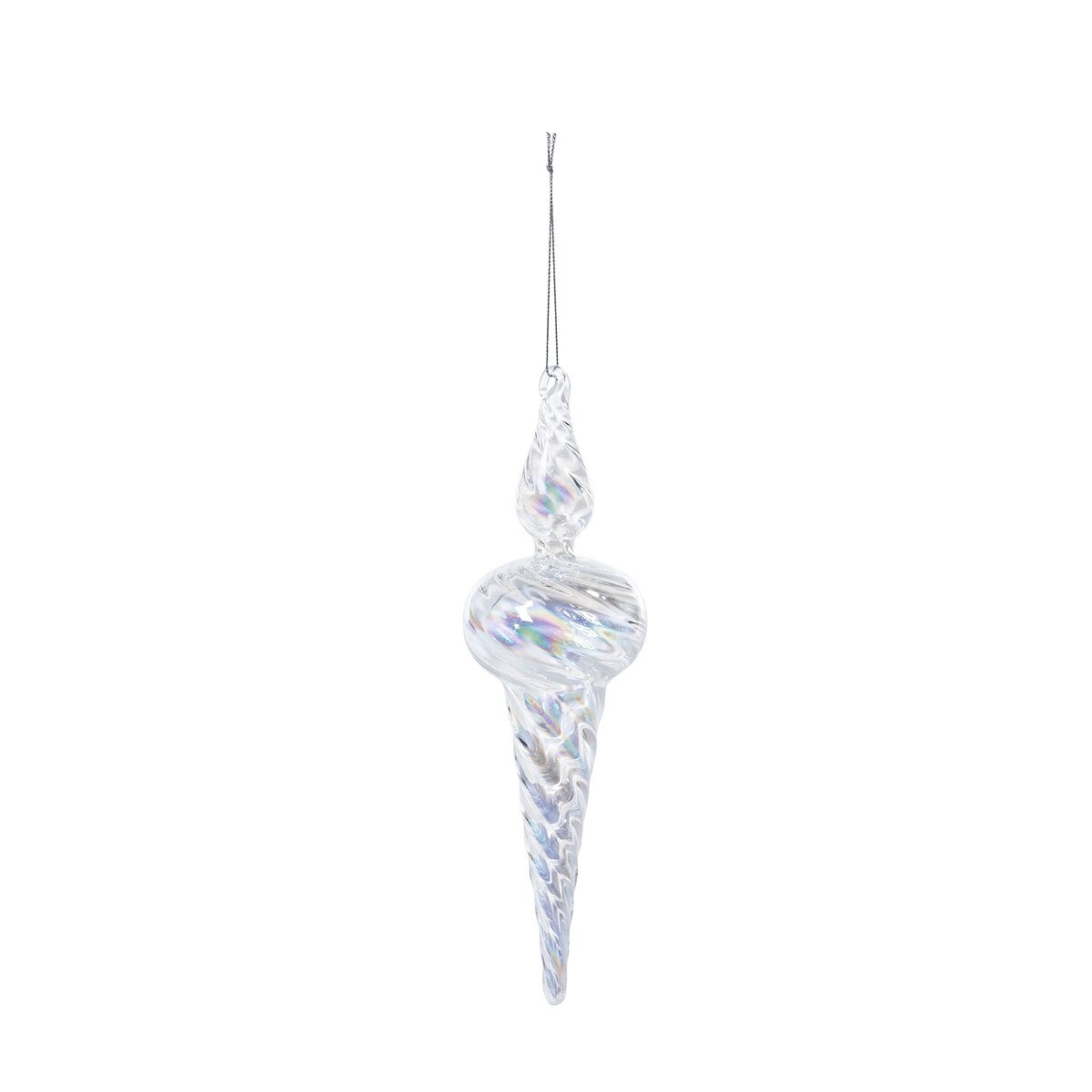 Icy Crystal Swirl Glass Finial Ornament, 9 in.