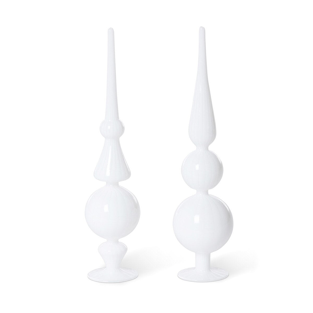Snow Drift White Glass Finial, 2 Assorted Styles