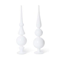 Snow Drift White Glass Finial, 2 Assorted Styles