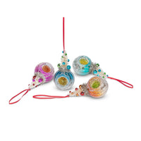 Glass Reflector Ball with Sisal Tree Ornament, 4 Assorted Styles