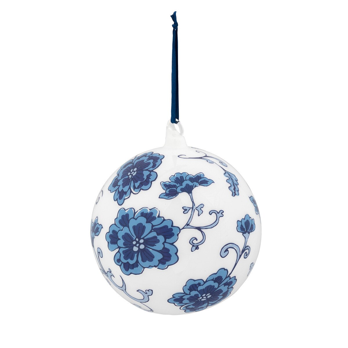 Peony Pattern Glass Ball Ornament, 6"