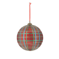 Hand Painted Plaid Glass Ball Ornament, 6