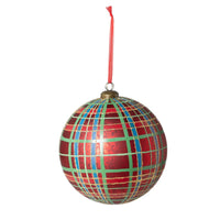 Hand Painted Plaid Glass Ball Ornament, 8