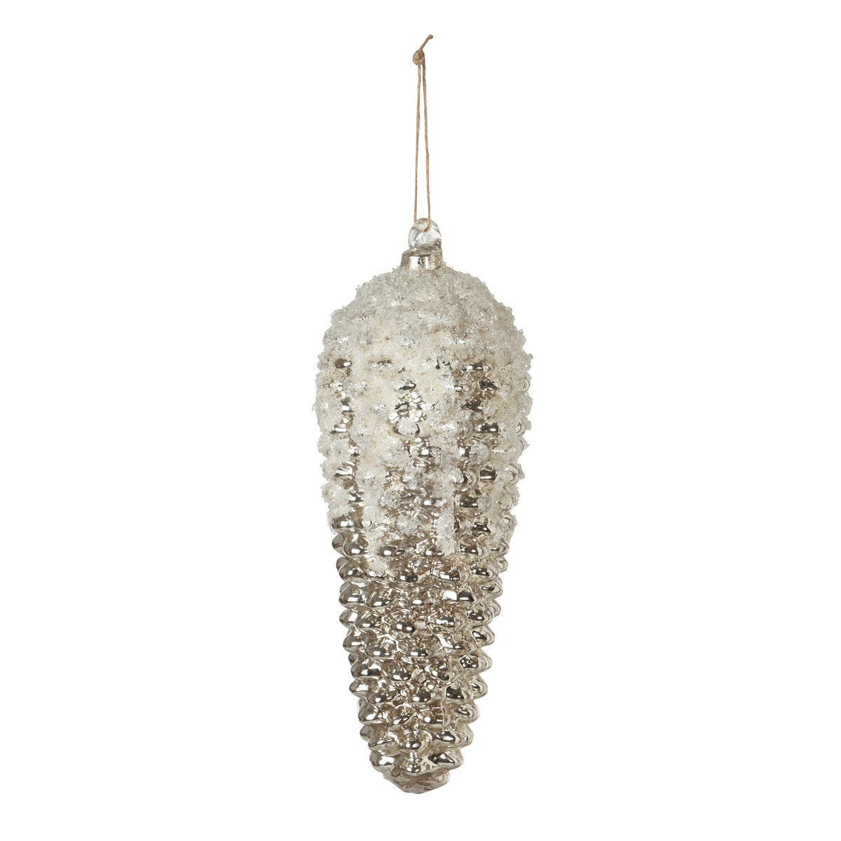 Snowy Frosted Pine Cone Ornament, 12"