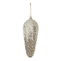 Snowy Frosted Pine Cone Ornament, 12