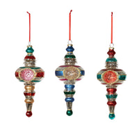 Retro Reflector Ball Finial Ornament, 3 Assorted Styles