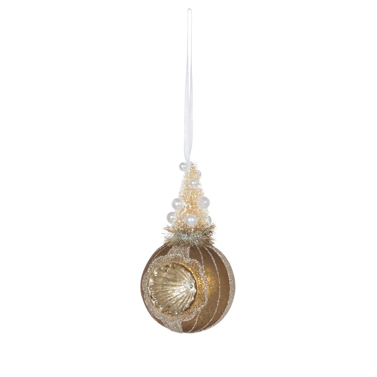 Frosted Sisal Tree on Reflector Ball, Gold