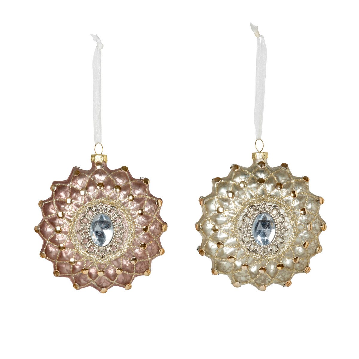 Gem and Glitter Brooch Glass Ornament, 2 Assorted Styles