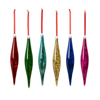Multi Colored Glass Drop Ornament, Boxed Set of 6