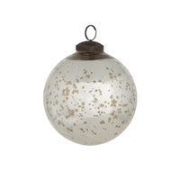 Antique Shiny Silver Glass Ball Ornament, 3.75
