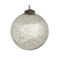 Antique Shiny Silver Glass Ball Ornament, 6