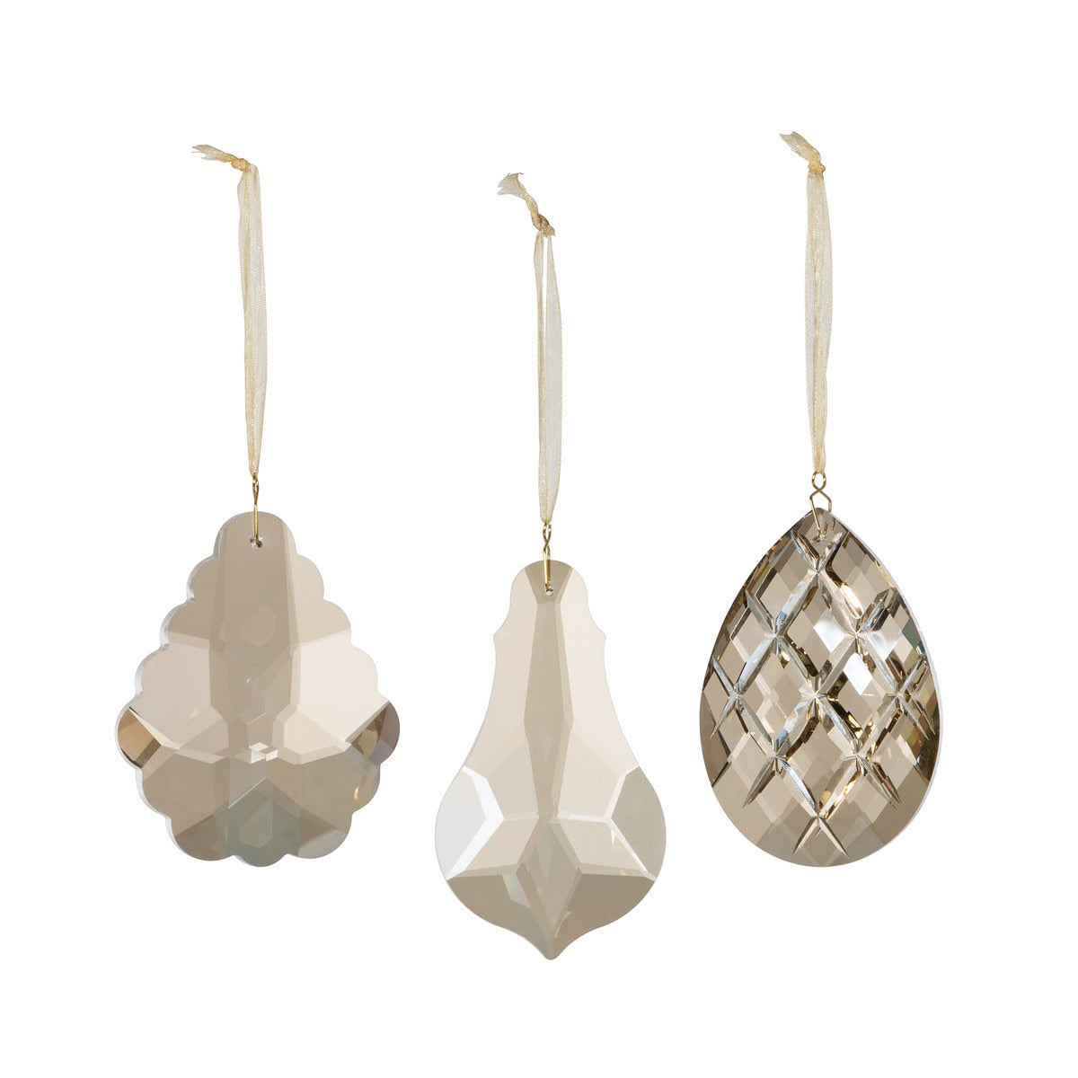 Faceted Crystal Gem Ornaments, 3 Assorted Styles
