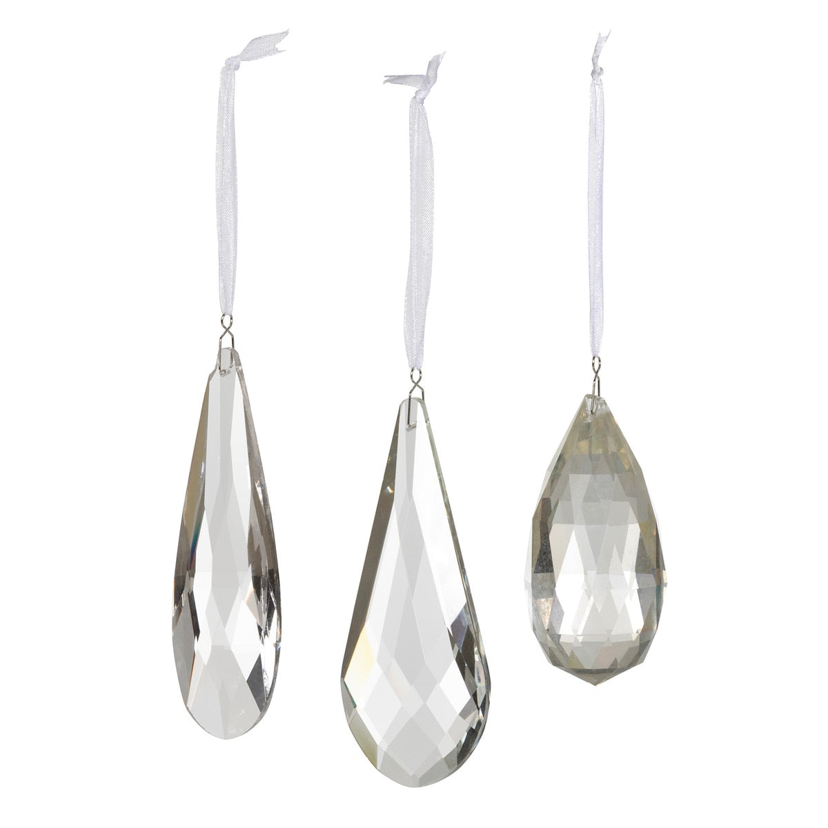 Faceted Crystal Drop Clear Ornaments