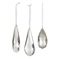 Faceted Crystal Drop Clear Ornaments
