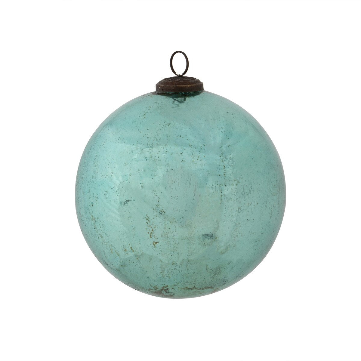 Antique Shiny Blue Kyanite Glass Ball Ornament, Extra-Large