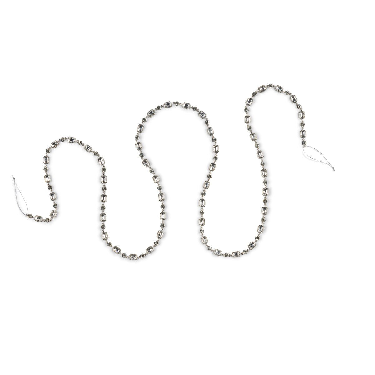 Boxed Silver Pewter and Glass Bead Garland, 72"L