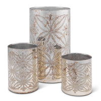 Antique Mercury Glass Candle Holder, Set of 3, Lg is 10