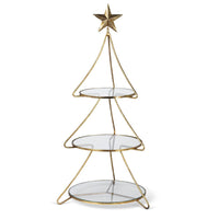 Metal Tree Shape Stand with Glass Shelves, 24