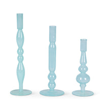 Glass Tabletop Candle Holder, Set of 3, Lg is 13