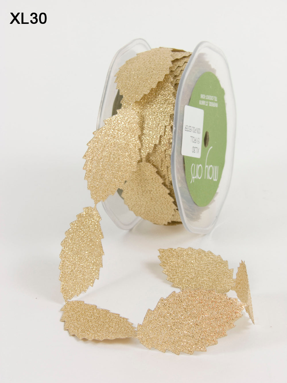 1 Inch Faux Suede Leaves Ribbon with Cut Edge – XL30 – GOLD