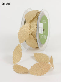 1 Inch Faux Suede Leaves Ribbon with Cut Edge – XL30 – GOLD