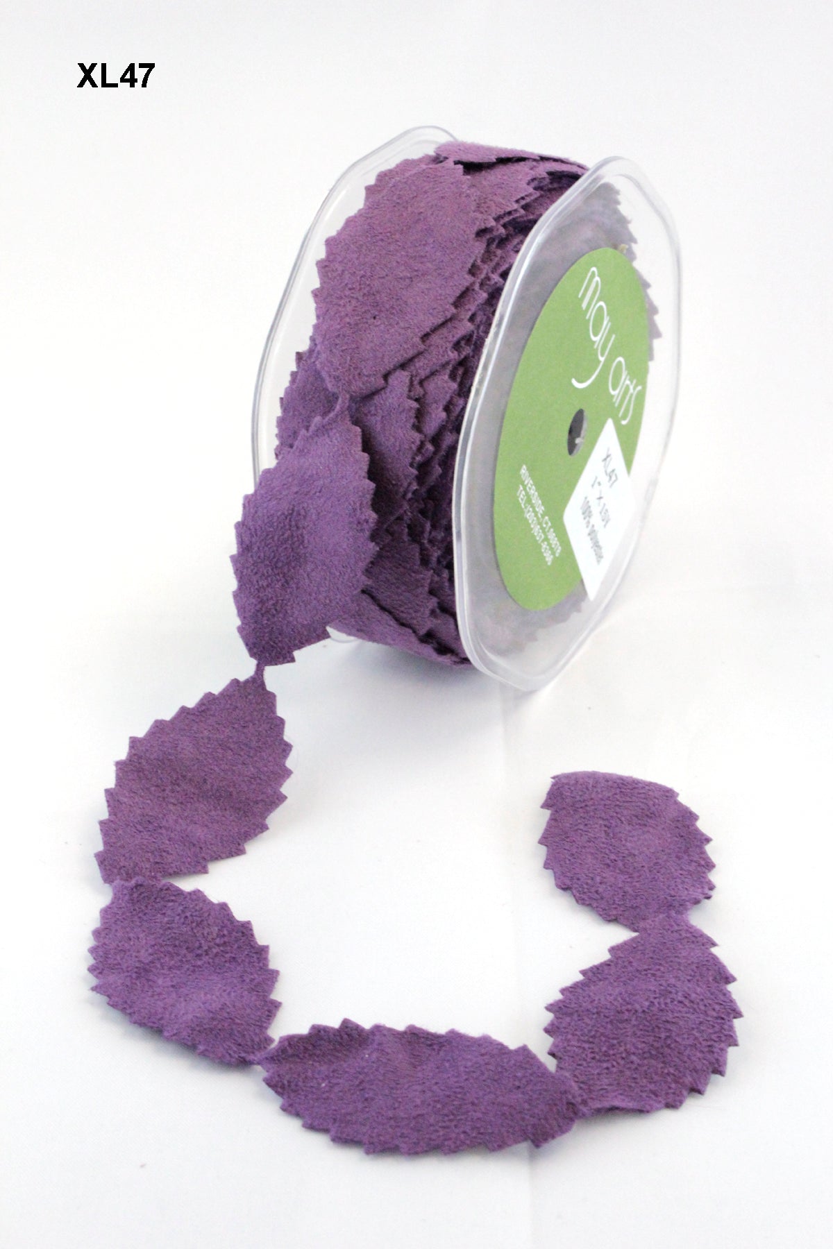 1 Inch Faux Suede Leaves Ribbon with Cut Edge – XL47 – PURPLE