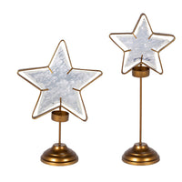 Metal and Mercury Glass Star Candle Holders, Set of 2, Large is 9.5