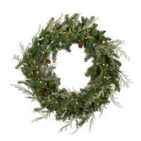Mixed Evergreen Wreath with LED Lights