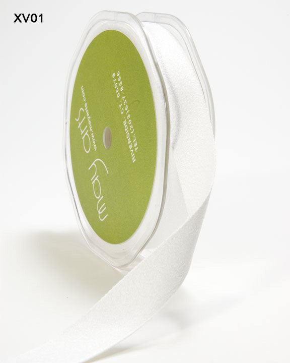 5/8 Inch Double Faced Faux Suede Ribbon with Woven Edge – XV01 – WHITE