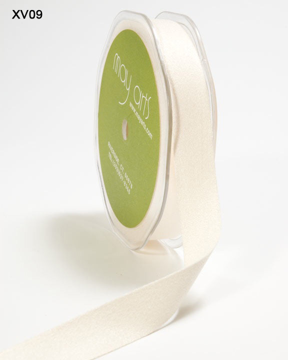 5/8 Inch Double Faced Faux Suede Ribbon with Woven Edge – XV09 – IVORY