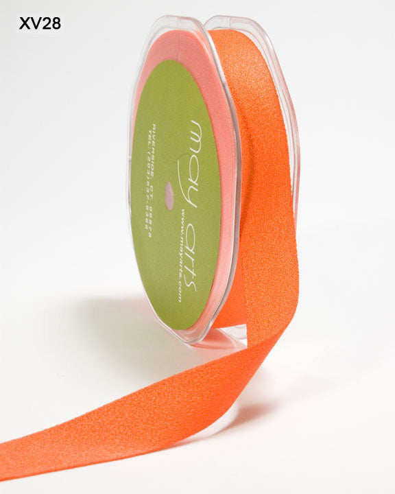 5/8 Inch Double Faced Faux Suede Ribbon with Woven Edge – XV28 – ORANGE