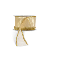 Gold Metallic Ribbon with Tinsel Edge, 10 Yards, 2.5