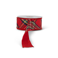 Red Tartan Plaid Ribbon, 10 Yards, 2.5