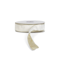 White and Gold Velvet Fused Ribbon, 10 Yards, 1.5