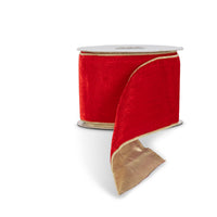 Red Velvet Ribbon with Mettalic Gold Back, 10 Yards, 4