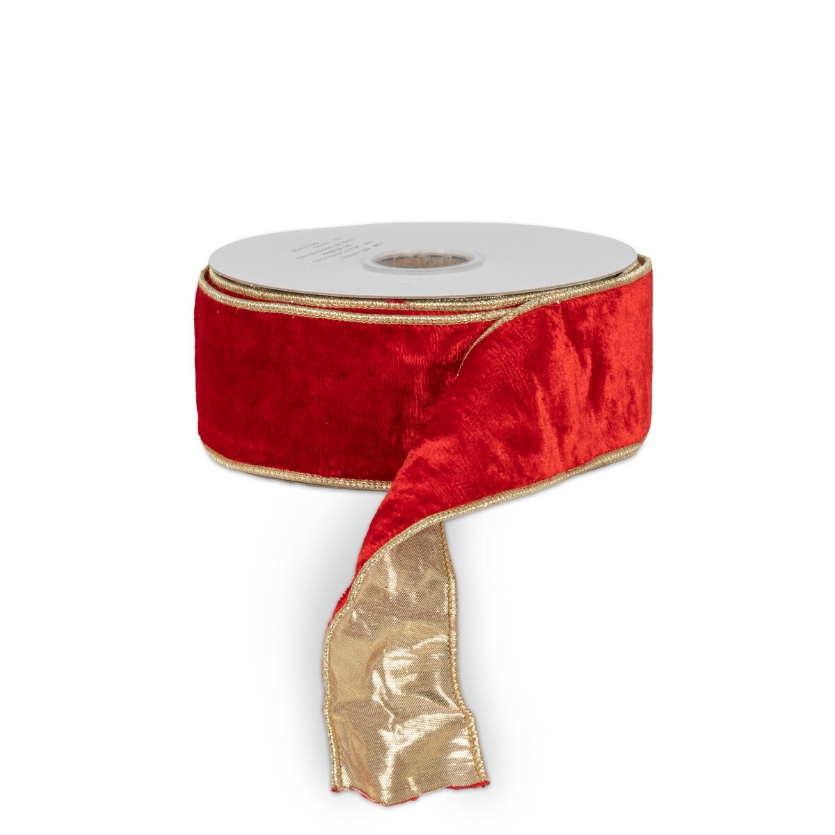 Red Velvet Ribbon with Mettalic Gold Back, 10 Yards, 2.5"W