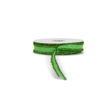 Green Felt Ribbon with Green Tinsel Edge, 10 Yard, 1