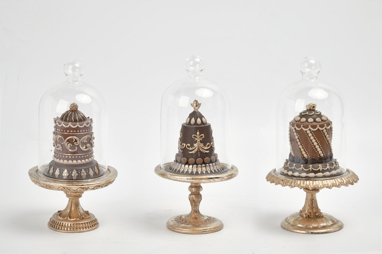 3 Asst. Cakes W/Base & Cloche
