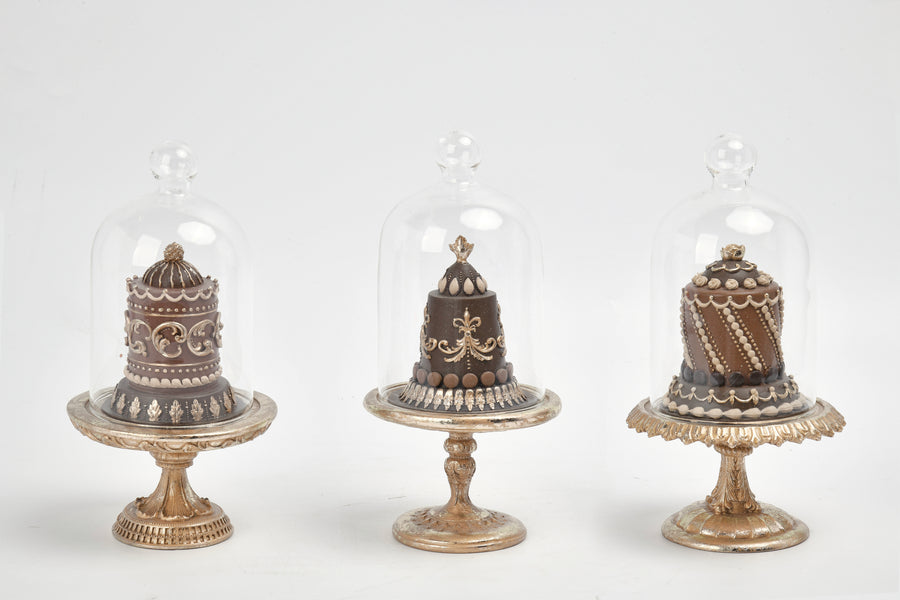 3 Asst. Cakes W/Base & Cloche
