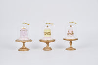 3 Asst., Cakes W/ Base & Glass Cloche