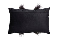 Zebra Hide Feather Trim Velvet Pillow