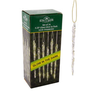Glow-In-The-Dark Glass Icicle Ornaments